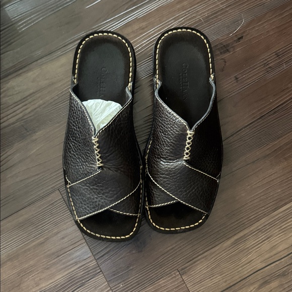 Cole Haan Dark Brown Leather Slides Made in Brazil - Picture 1 of 4
